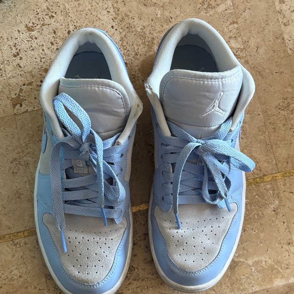 Jordan Light Blue & White Low-Top Sneakers